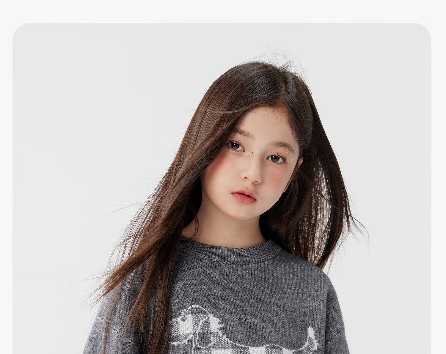 Zoxi Girls Sweater Autumn Winter Sausage Dog 2025 New Big Kids Warm Knitted Top Gray 150 24